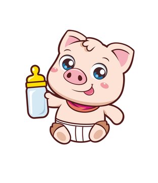 卡通可爱小猪宝宝形象矢量图