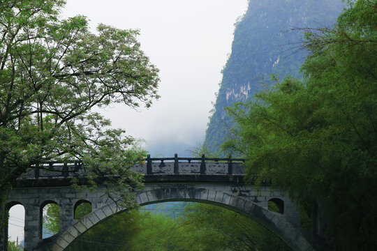 云雾峡谷小桥