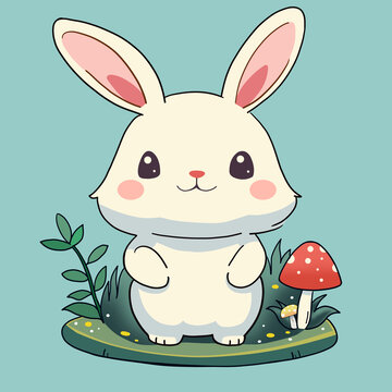 可愛小白兔插畫手繪