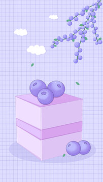 手绘蓝莓小蛋糕手机壳壁纸