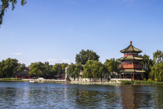中国北京什刹海公园白天风光