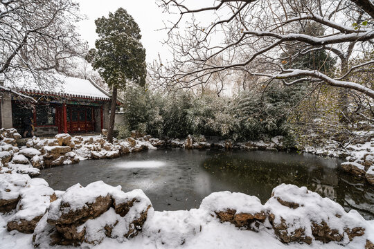 北京北海公园雪景