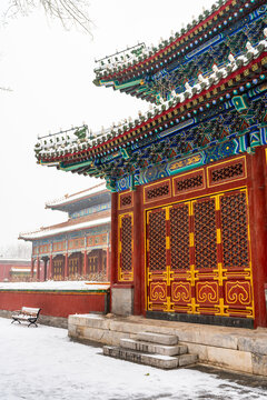 北京北海公园雪景