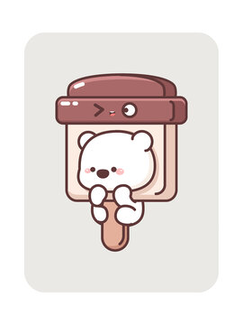 卡通動物北極熊雪糕