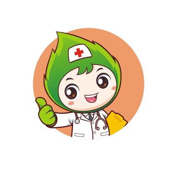 卡通可愛葉子醫(yī)生點贊頭像矢量圖