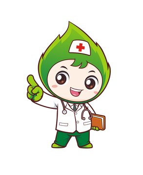 卡通可愛葉子醫(yī)生講解形象矢量圖