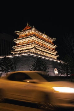 太原五一广场首义门风光夜景