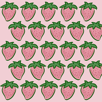 手绘卡通草莓满印