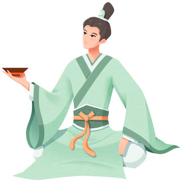 坐著飲酒的古裝男子元素