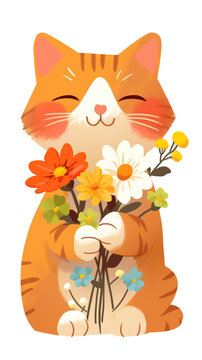 可爱猫咪手绘插画小清新节日装饰
