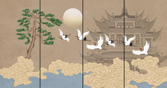 祥云樓閣壁畫