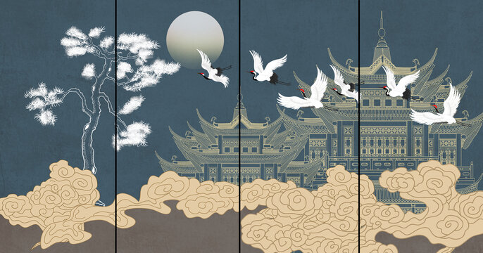祥云樓閣壁畫