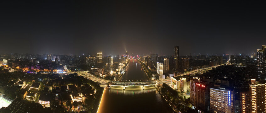 广州人民桥城市夜景全景