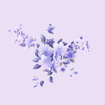 手繪紫色丁香花免摳素材