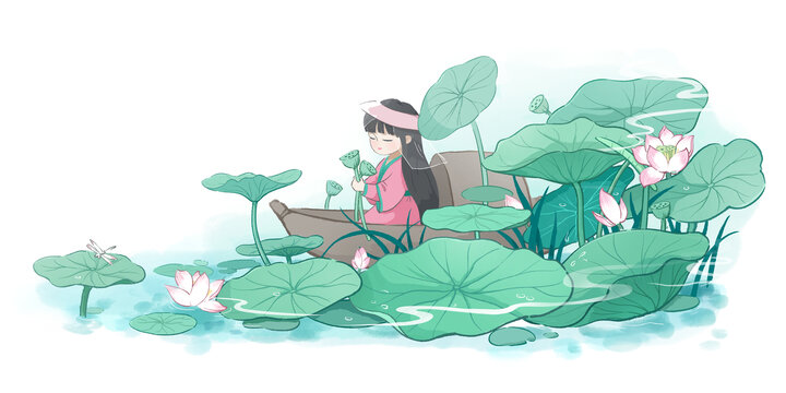 荷塘采蓮的姑娘