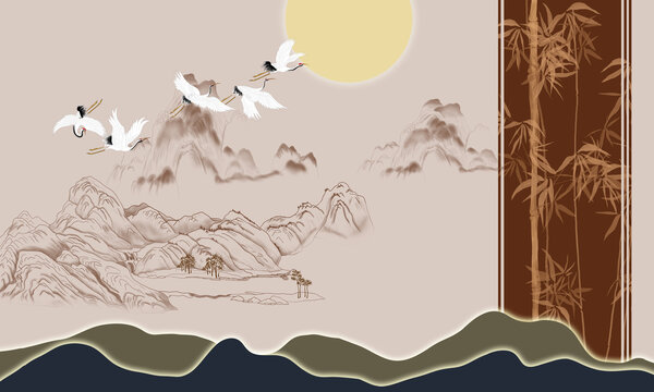 線描山水畫