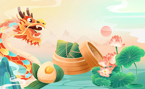 創(chuàng)意國風(fēng)端午節(jié)手繪插畫