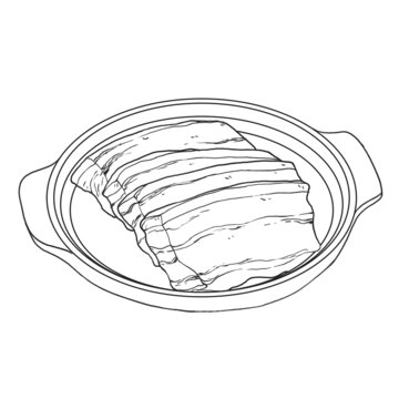 中國(guó)傳統(tǒng)美食魯菜把子肉線稿