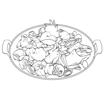 中國傳統(tǒng)美食魯菜沂蒙山炒雞線稿