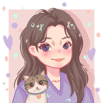 手繪鴨風(fēng)插畫女孩頭像