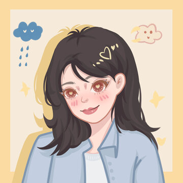 可愛女孩插畫頭像