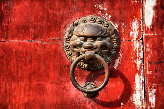 中式古建狮子门环