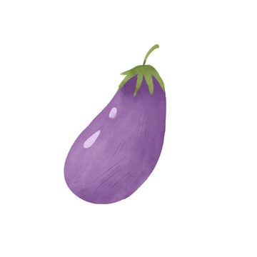 茄子水彩插畫蔬菜素材
