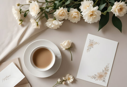 咖啡花朵贺卡