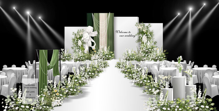 白绿婚礼效果图