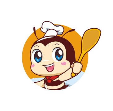 卡通可愛(ài)小蜜蜂廚師拿大勺頭像