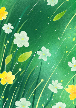 小清新扁平夏日花朵插畫