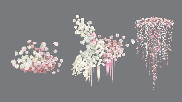 粉白色花艺花串素材