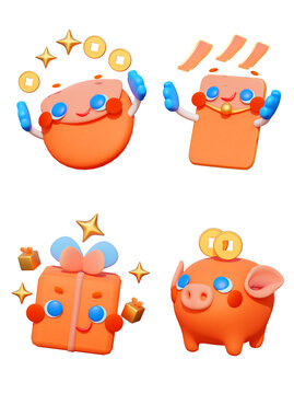 電商促銷情緒擬人3D元素