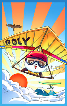 品牌IP滑翔伞飞行插画