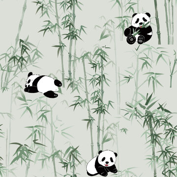 熊貓樂(lè)園圖案四方連續(xù)圖案