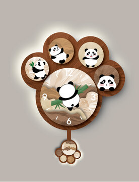熊猫时钟装饰画