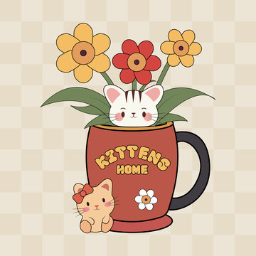 卡通图案马克杯咖啡杯可爱花朵