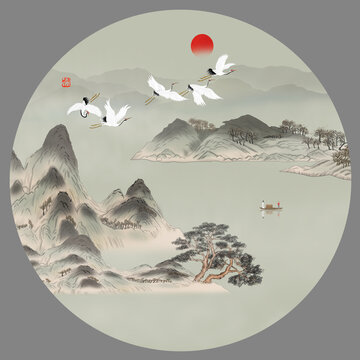 圓形山水畫