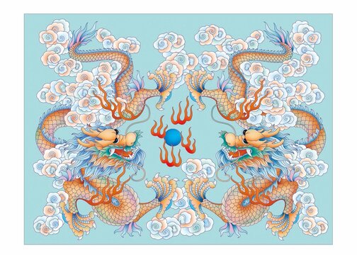 雙龍戲珠高清分層原創(chuàng)圖