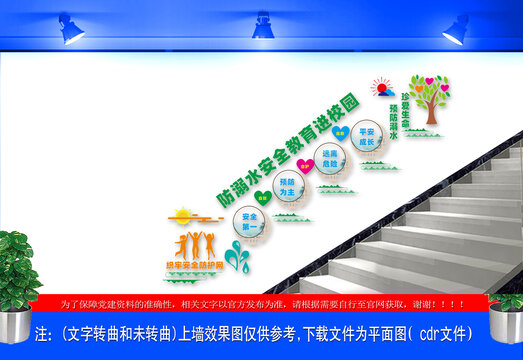 防溺水安全教育進校園樓梯文化墻