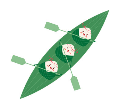 卡通圖案端午節(jié)節(jié)日粽子龍舟綠色