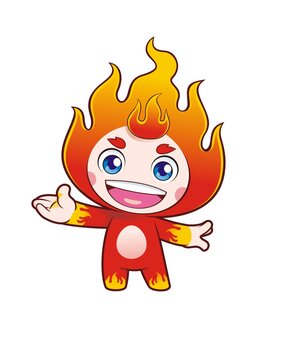 卡通可愛火焰仔邀請形象矢量圖