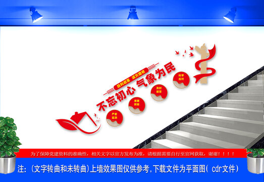 不忘初心氣象為民樓梯文化墻