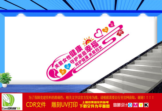 關(guān)愛女性健康樓梯文化墻
