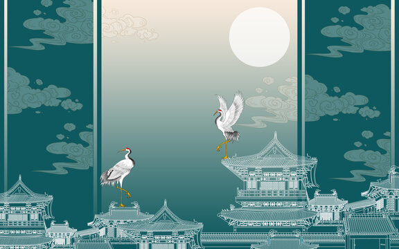 樓閣電視背景墻