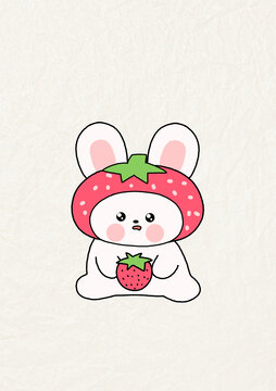 抱草莓的草莓兔