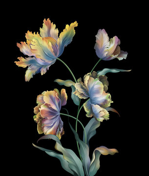 植物花卉手绘艺术效果数码印花