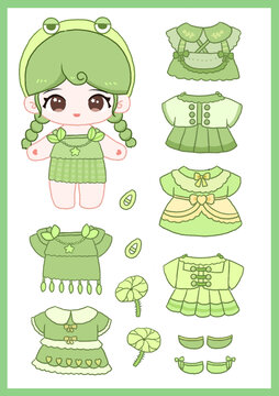 青蛙公主女孩換裝插畫