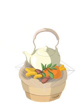 茶壺在爐子上拄著