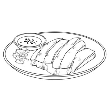 中國傳統(tǒng)美食粵菜白切雞線稿